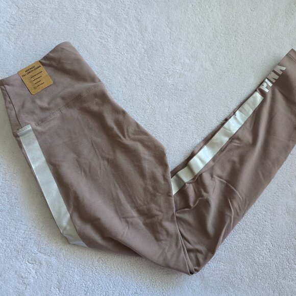 NWT VS PINK M High Waist Full Length Legging Light Mauve w/Silver stripe - Picture 1 of 6